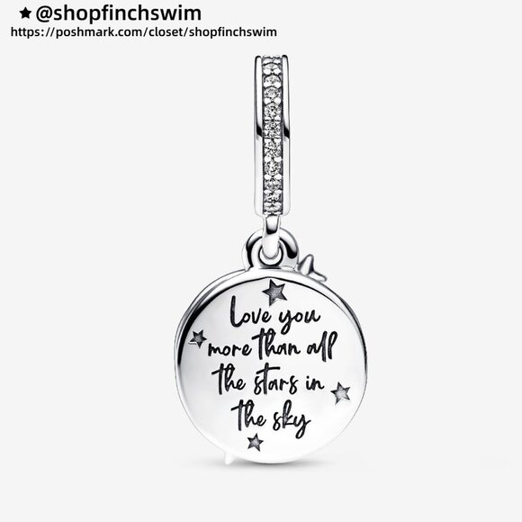 Pandora Two-tone Shooting Star Double Dangle Charm - Picture 2 of 5